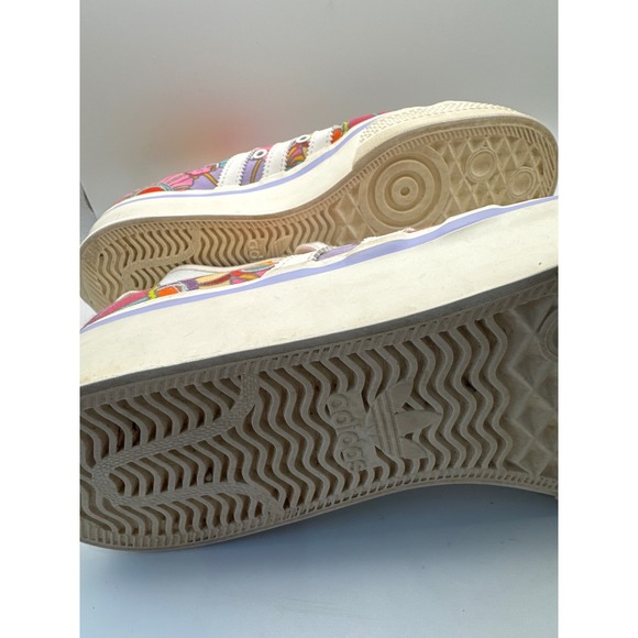 Adidas NIZZA Platform High Top Sneakers Floral Print White Women's 8.5 - Picture 12 of 12
